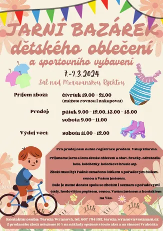 Jarní bazárek dětského oblečení a sportovního vybavení