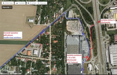 Změna trasy autobusových linek 2023 - Mapa